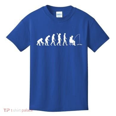 Human Evolution Ice Fishing Kids T-Shirt