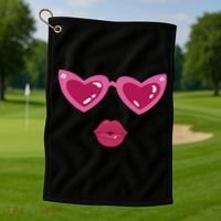 Heart Eyes Kiss Valentine Golf Towel thumb 1