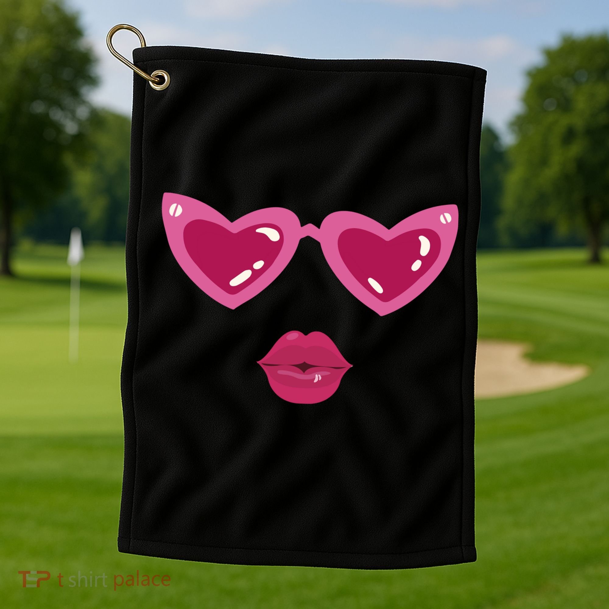 Heart Eyes Kiss Valentine Golf Towel