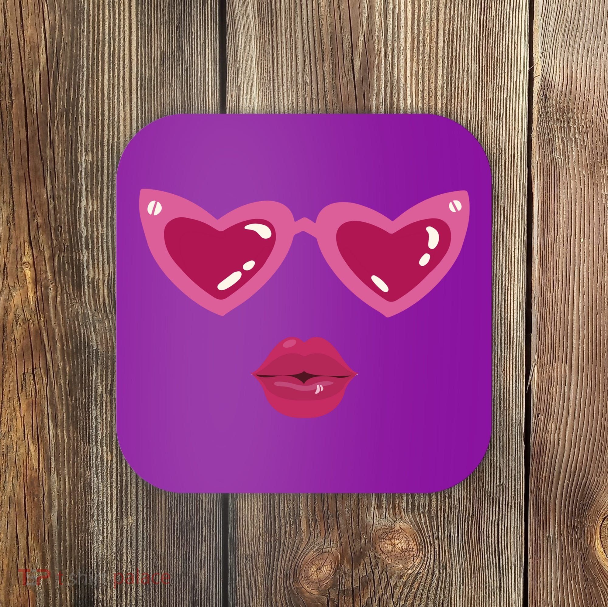 Heart Eyes Kiss Valentine Coaster