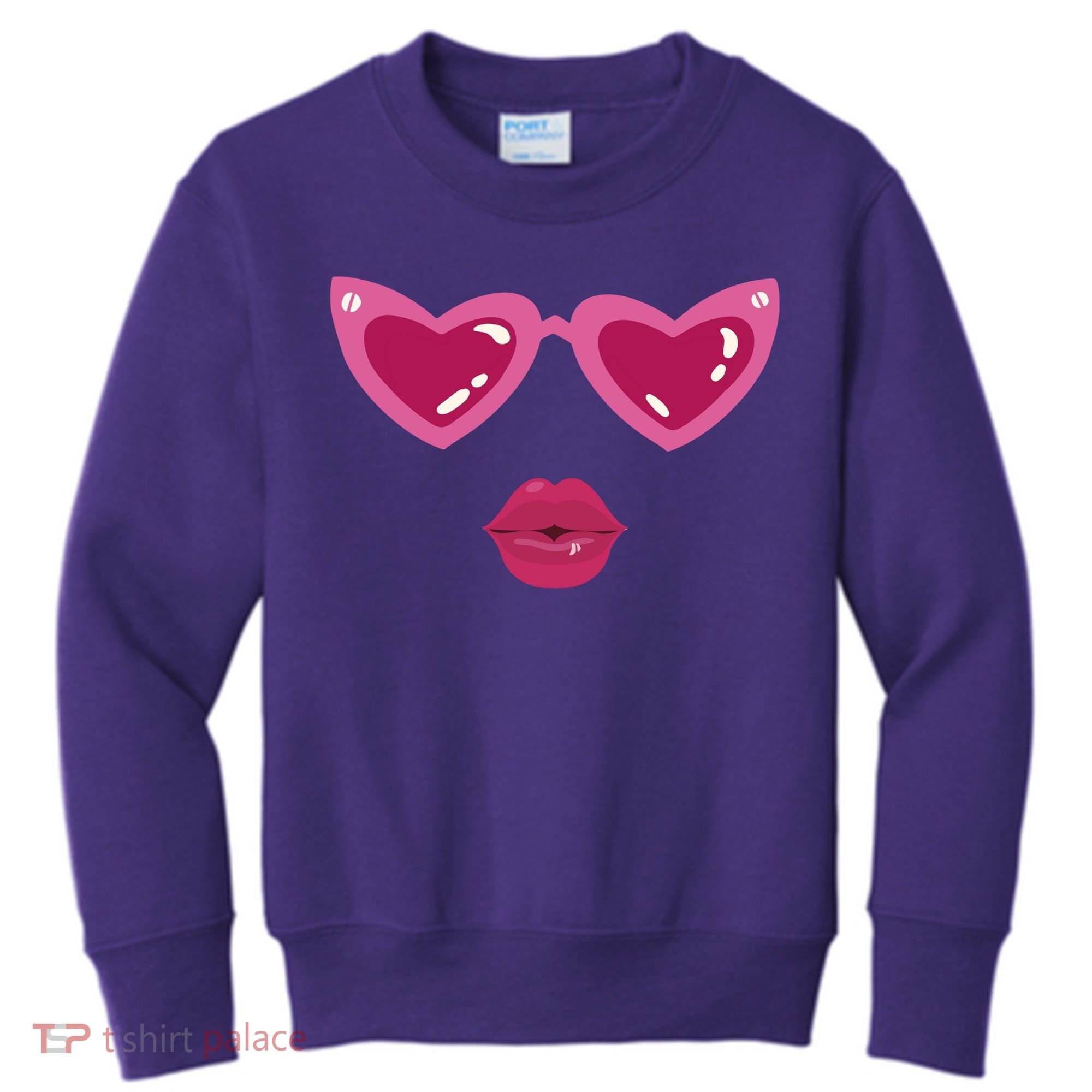 Heart Eyes Kiss Valentine Kids Sweatshirt