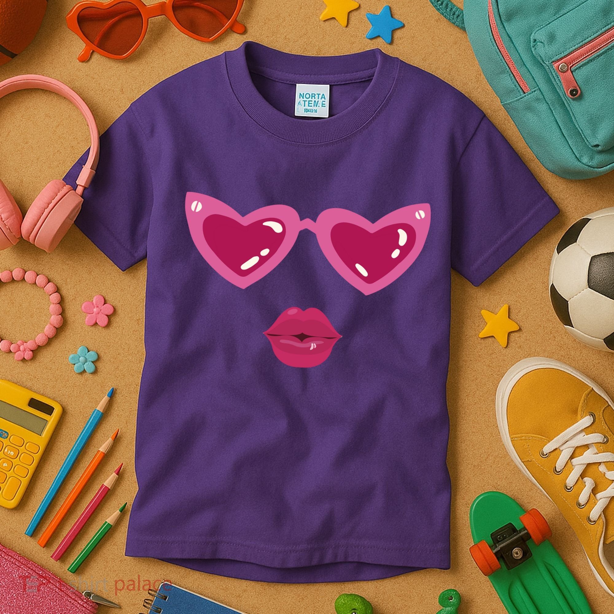 Heart Eyes Kiss Valentine Kids T-Shirt