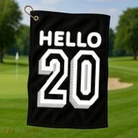 Hello 20 Funny 20th Birthday Golf Towel thumb 1