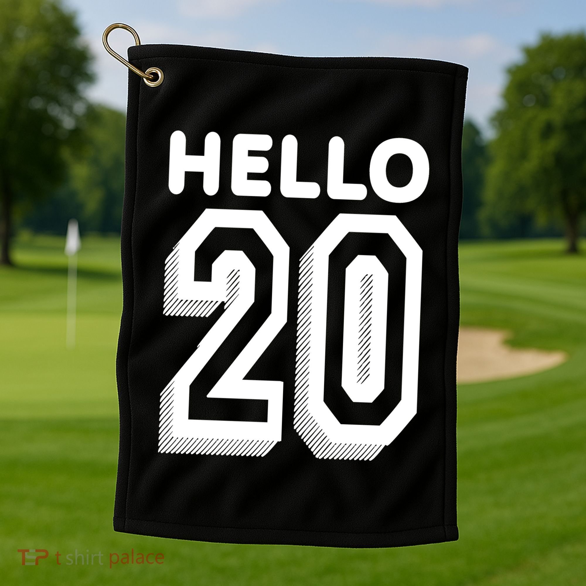 Hello 20 Funny 20th Birthday Golf Towel