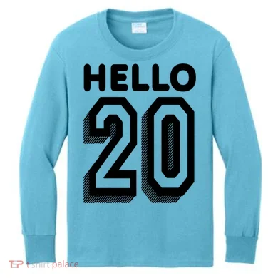 Hello 20 Funny 20th Birthday Kids Long Sleeve Shirt