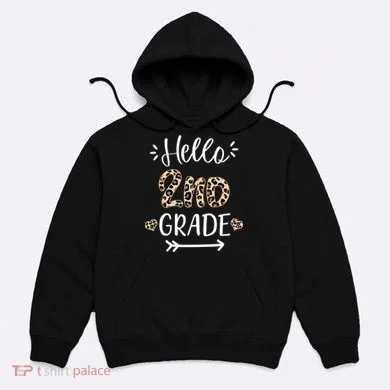 Hello 2nd Grade Cute Leopard Heart Hoodie