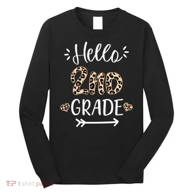 Hello 2nd Grade Cute Leopard Heart Long Sleeve Shirt