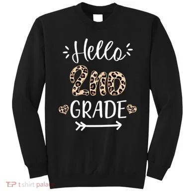 Hello 2nd Grade Cute Leopard Heart Sweatshirt
