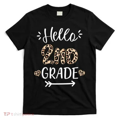 Hello 2nd Grade Cute Leopard Heart T-Shirt