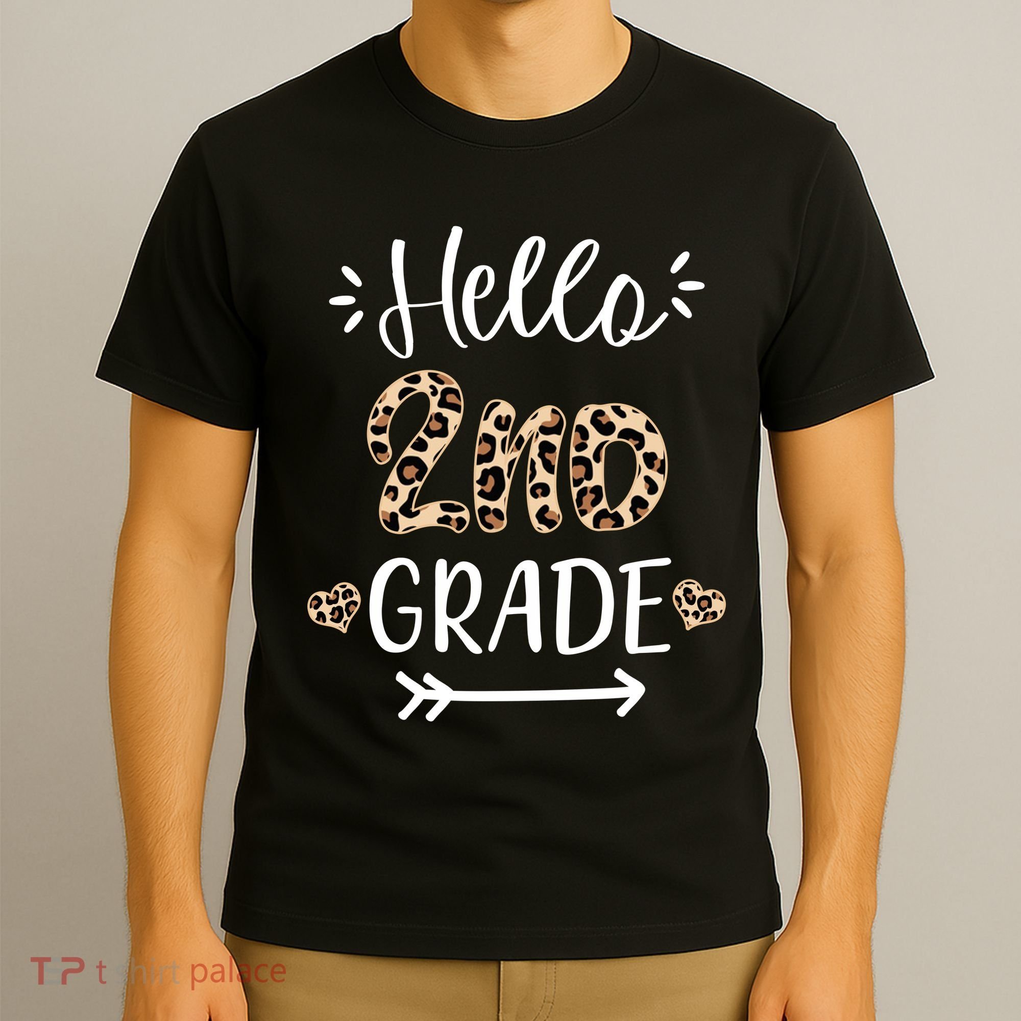 Hello 2nd Grade Cute Leopard Heart T-Shirt