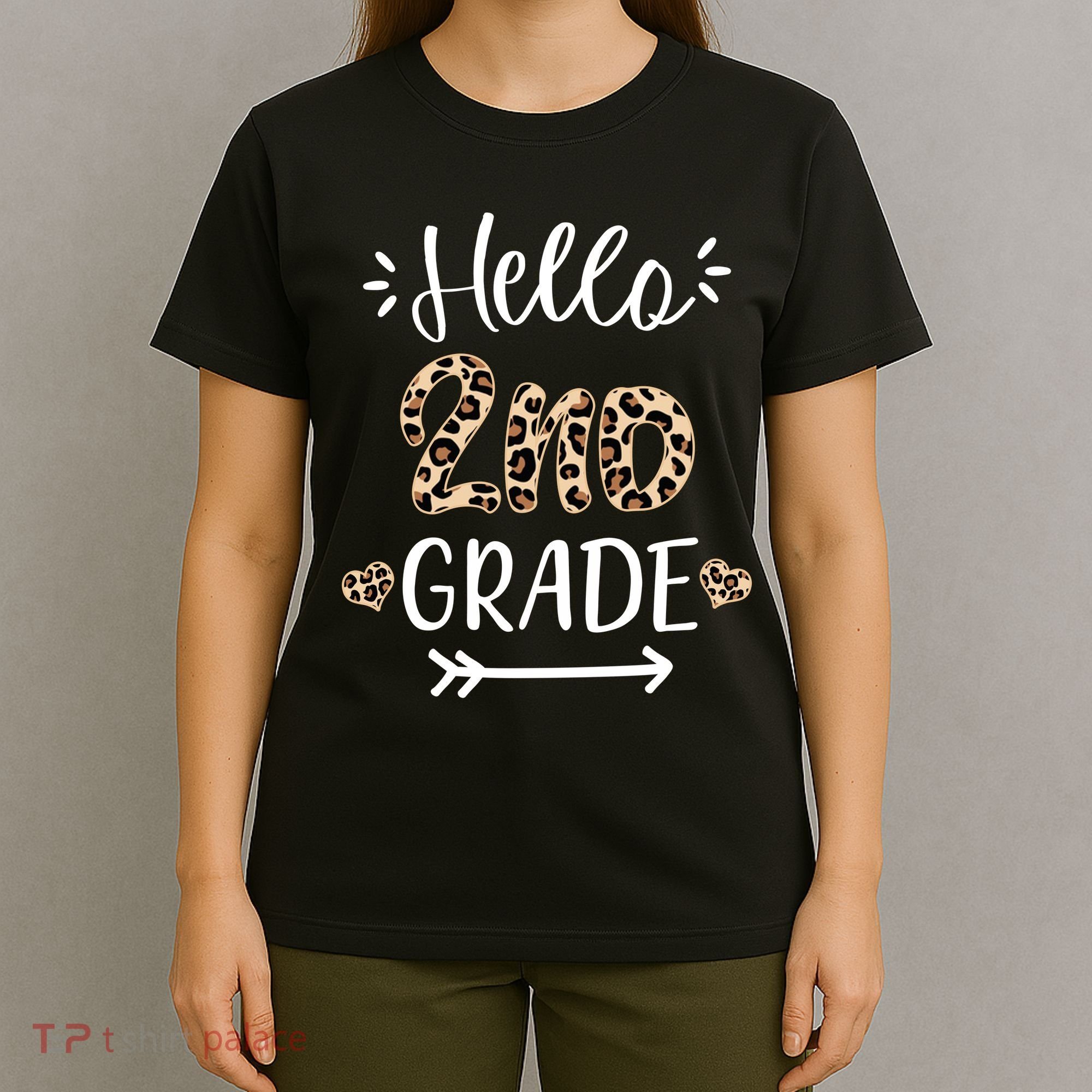 Hello 2nd Grade Cute Leopard Heart T-Shirt