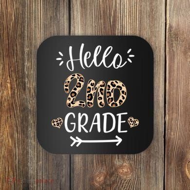 Hello 2nd Grade Cute Leopard Heart Coaster