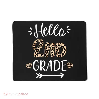 Hello 2nd Grade Cute Leopard Heart Mousepad