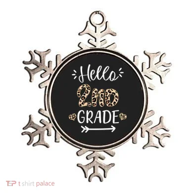 Hello 2nd Grade Cute Leopard Heart Ornament
