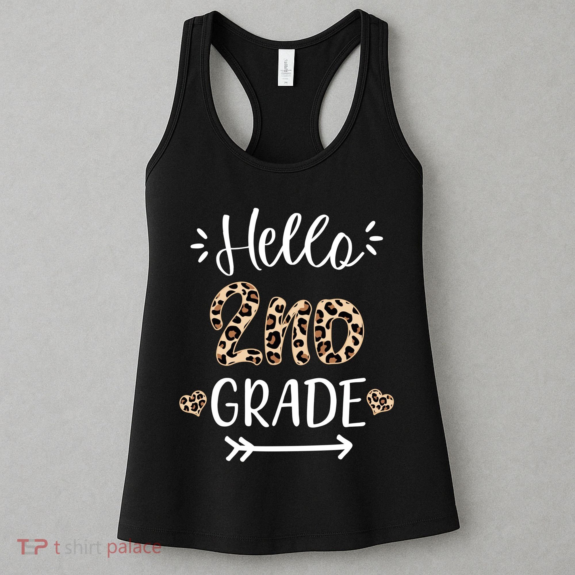 Hello 2nd Grade Cute Leopard Heart Women's Tank Top