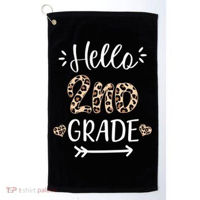 Hello 2nd Grade Cute Leopard Heart Golf Towel