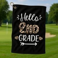 Hello 2nd Grade Cute Leopard Heart Golf Towel thumb 1