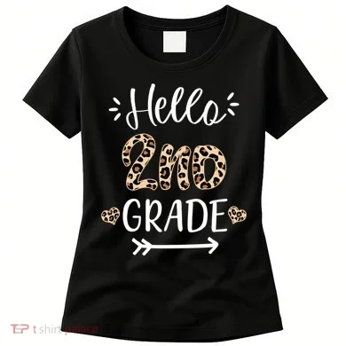 Hello 2nd Grade Cute Leopard Heart Women's T-Shirt