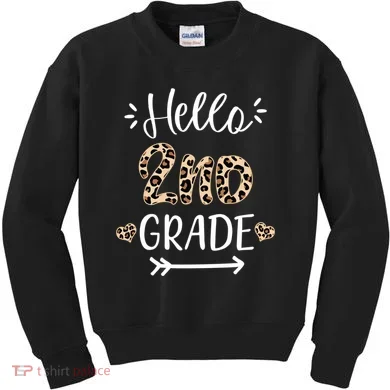 Hello 2nd Grade Cute Leopard Heart Kids Sweatshirt