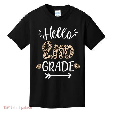 Hello 2nd Grade Cute Leopard Heart Kids T-Shirt