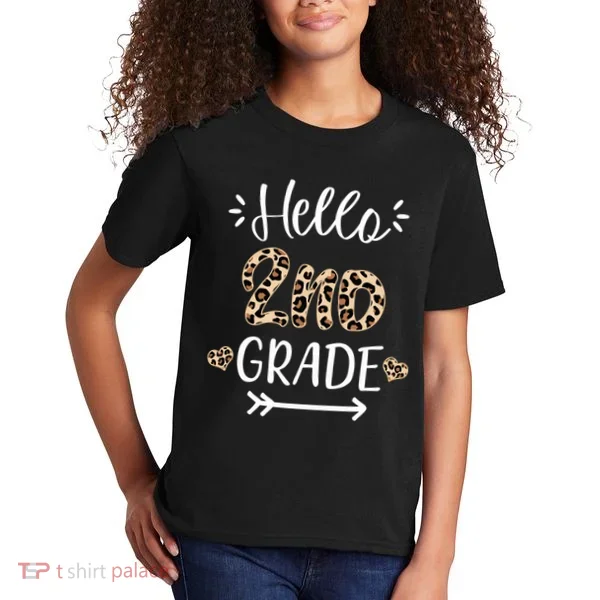 Hello 2nd Grade Cute Leopard Heart Kids T-Shirt