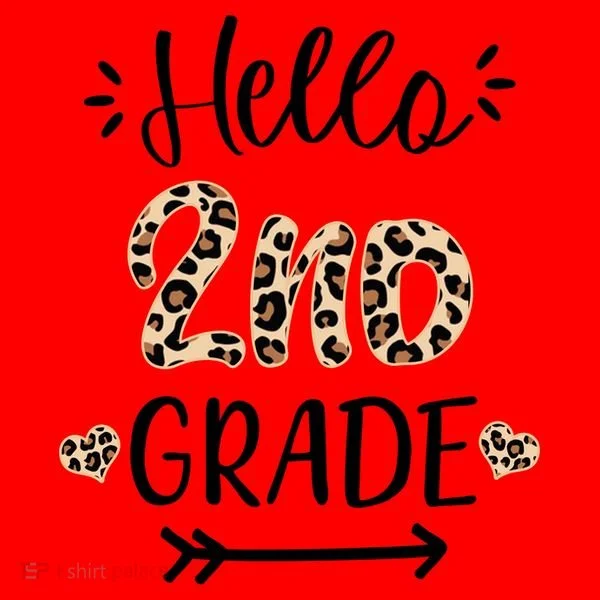 Hello 2nd Grade Cute Leopard Heart Santa Hat