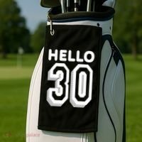 Hello 30 Funny 30th Birthday Golf Towel thumb 2
