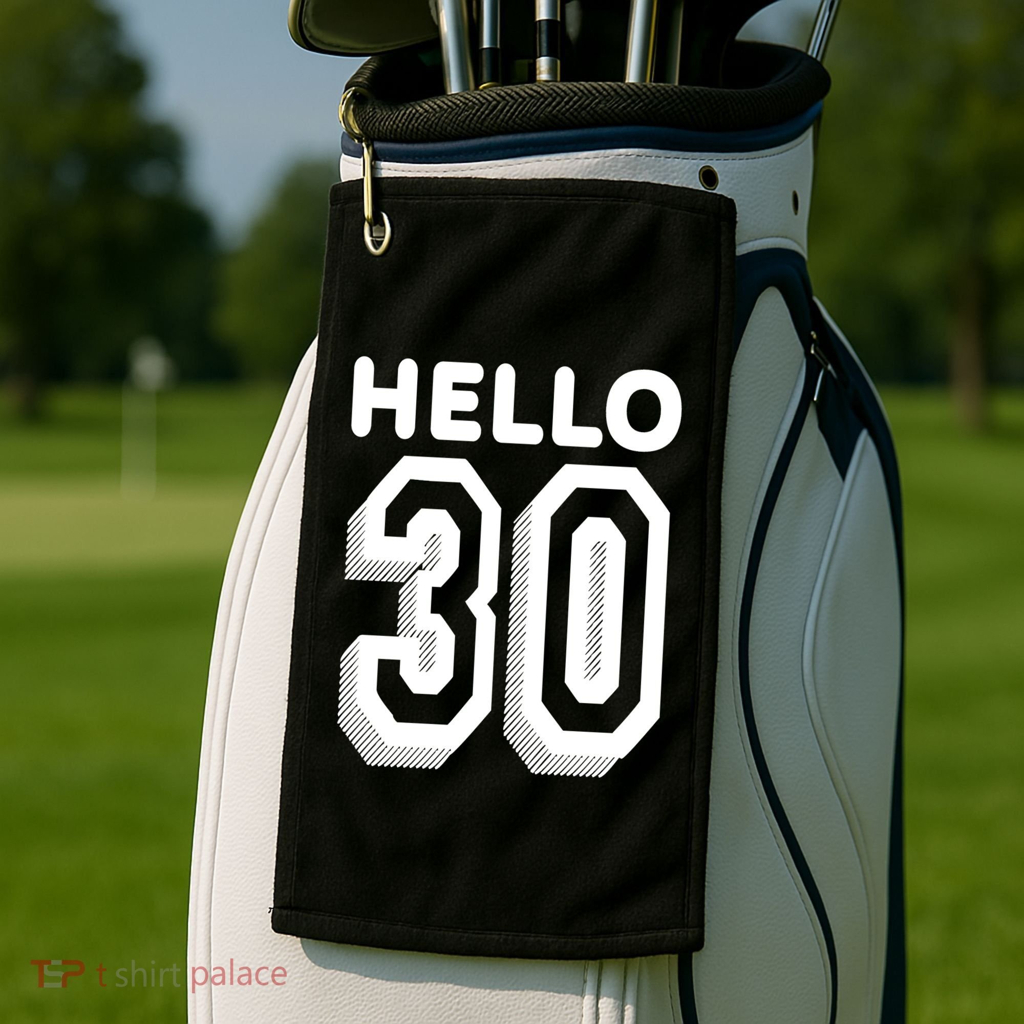 Hello 30 Funny 30th Birthday Golf Towel