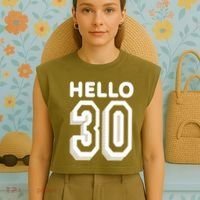 Hello 30 Funny 30th Birthday Garment-Dyed Women's Muscle Tee thumb 4