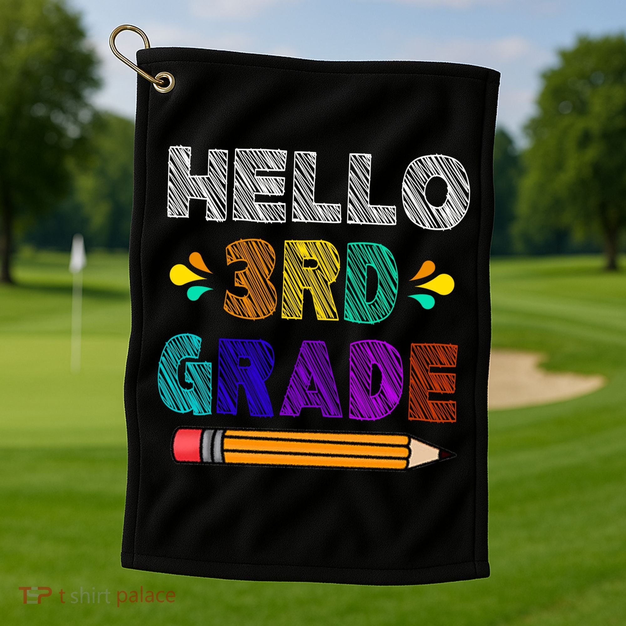 Hello 3rd Grade Golf Towel