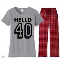 Hello 40 Funny 40th Birthday Women's Flannel Pajama Set thumb 0