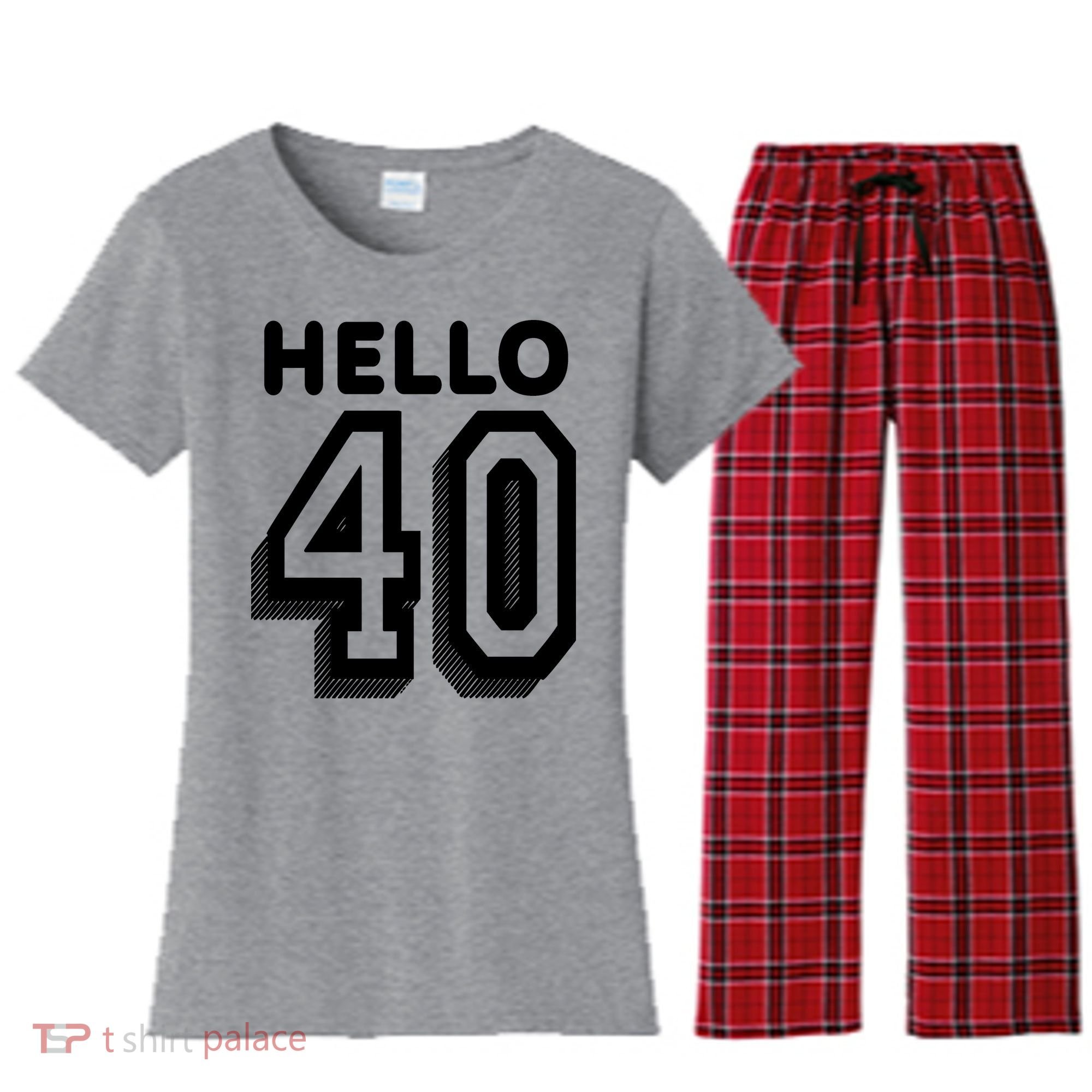 Hello 40 Funny 40th Birthday Women's Flannel Pajama Set