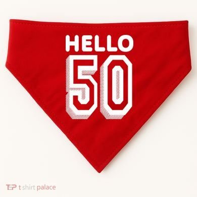 Hello 50 Funny 50th Birthday USA-Made Doggie Bandana