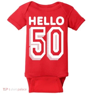 Hello 50 Funny 50th Birthday Baby Bodysuit