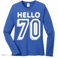 Hello 70 Funny 70th Birthday Women's Long Sleeve Shirt thumb 0