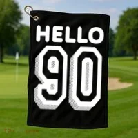 Hello 90 Funny 90th Birthday Golf Towel thumb 1