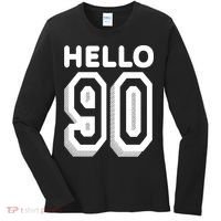 Hello 90 Funny 90th Birthday Women's Long Sleeve Shirt thumb 0