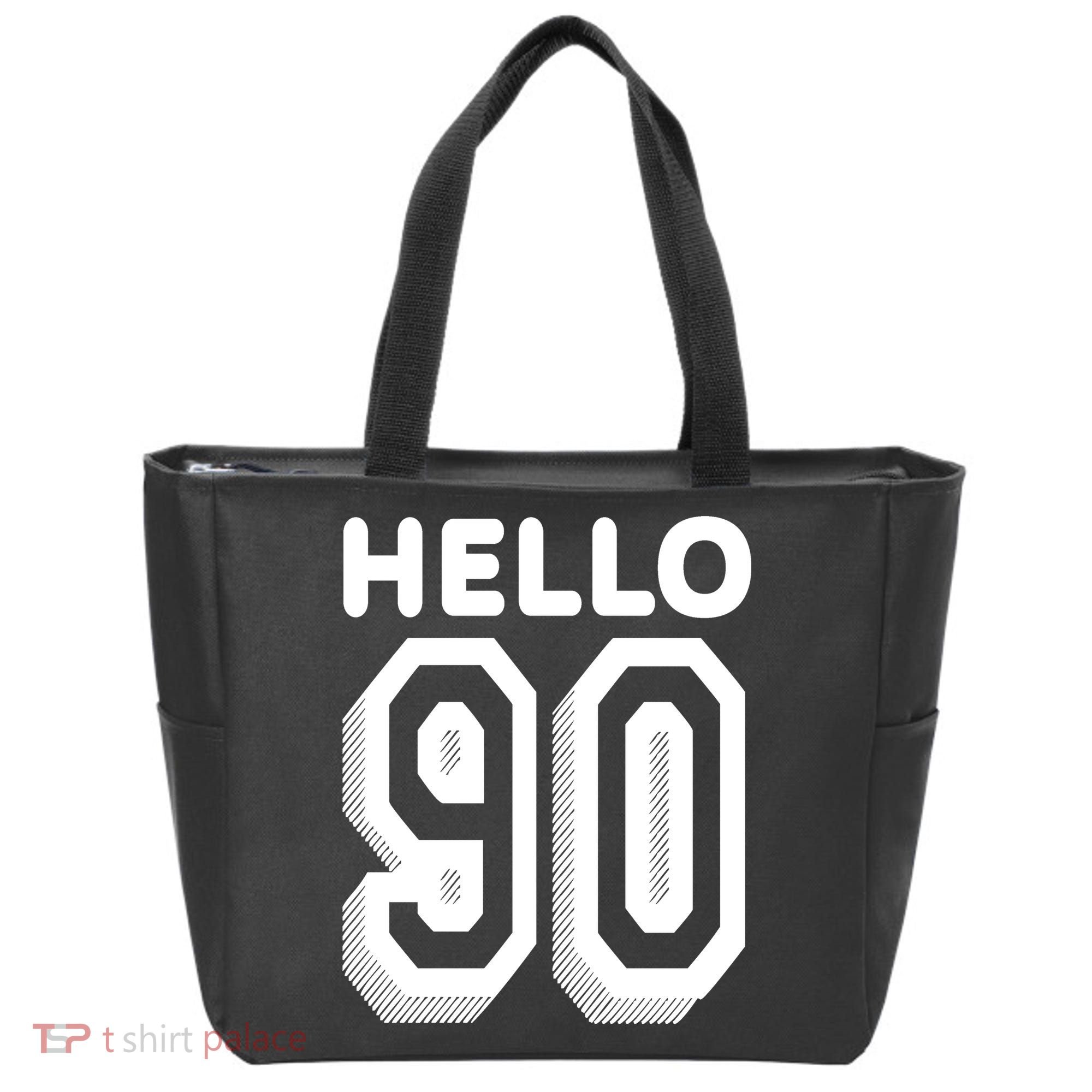 Hello 90 Funny 90th Birthday Tote Bag