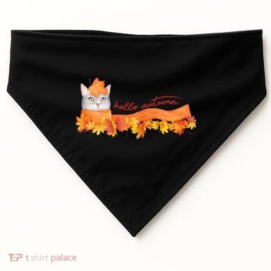 Hello Autumn Cute Cat USA-Made Doggie Bandana