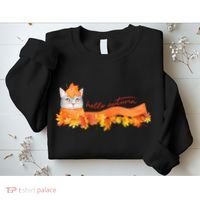 Hello Autumn Cute Cat Sweatshirt thumb 2
