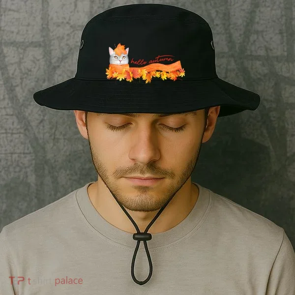 Hello Autumn Cute Cat Bucket Hat