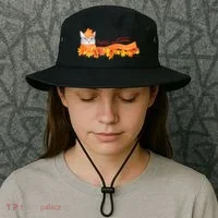 Hello Autumn Cute Cat Bucket Hat thumb 3