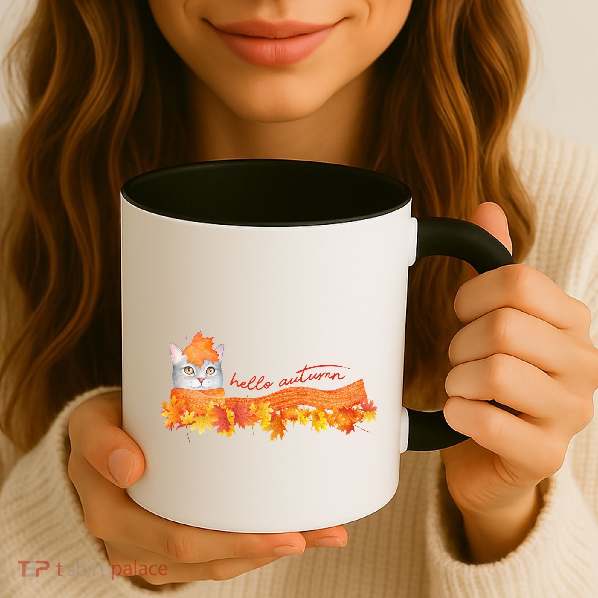 Hello Autumn Cute Cat Coffee Mug