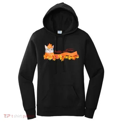 Hello Autumn Cute Cat Women's Hoodie