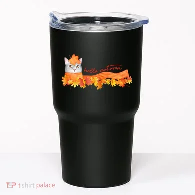 Hello Autumn Cute Cat Tumbler