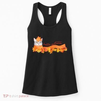Hello Autumn Cute Cat Women's Tank Top