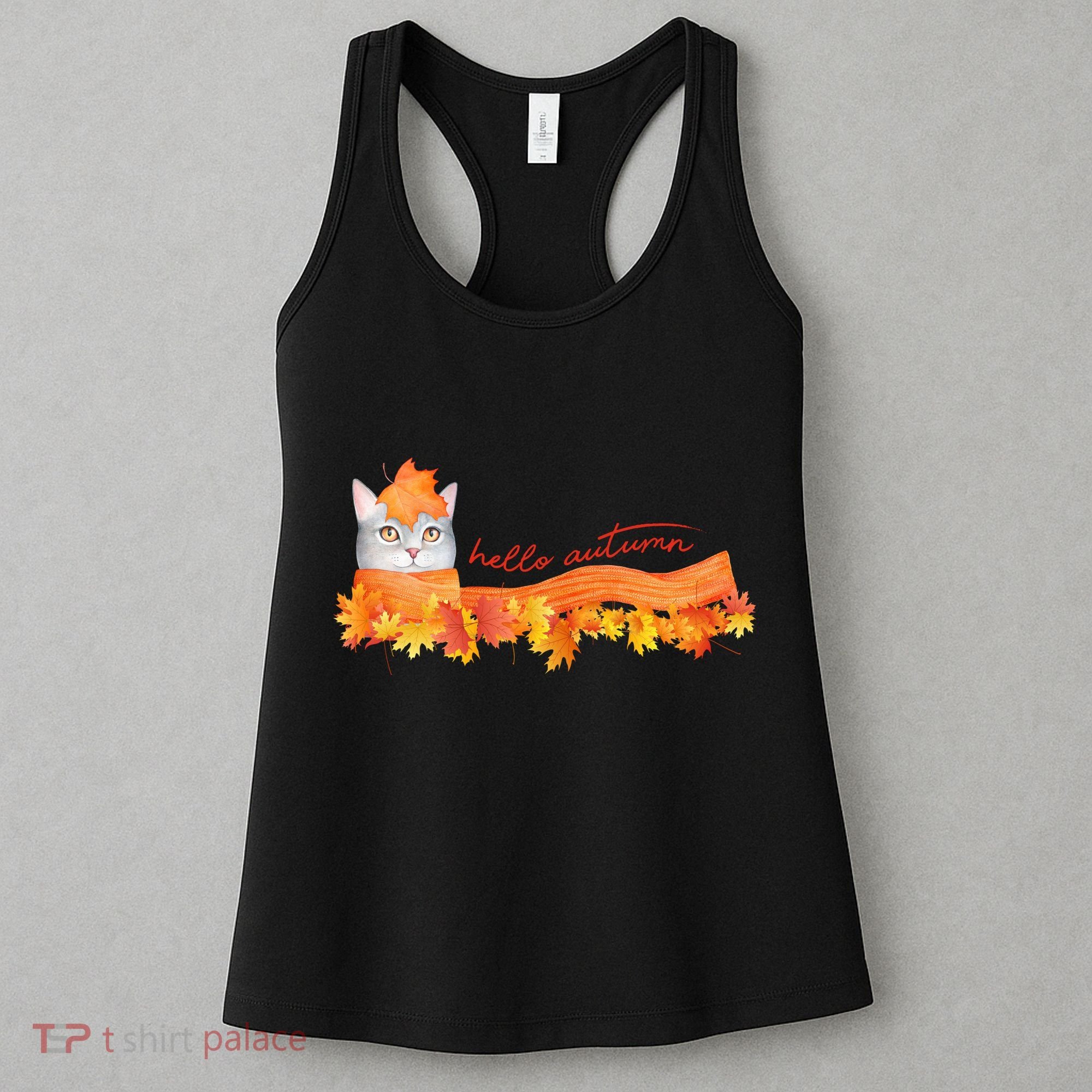 Hello Autumn Cute Cat Women's Tank Top