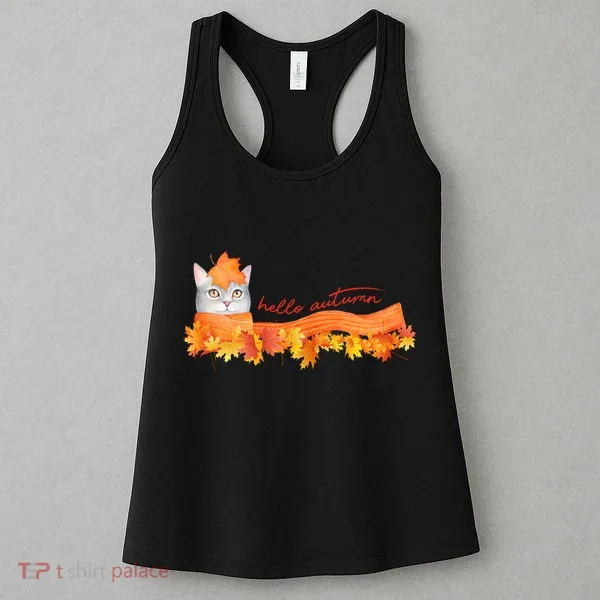 Hello Autumn Cute Cat Women's Tank Top