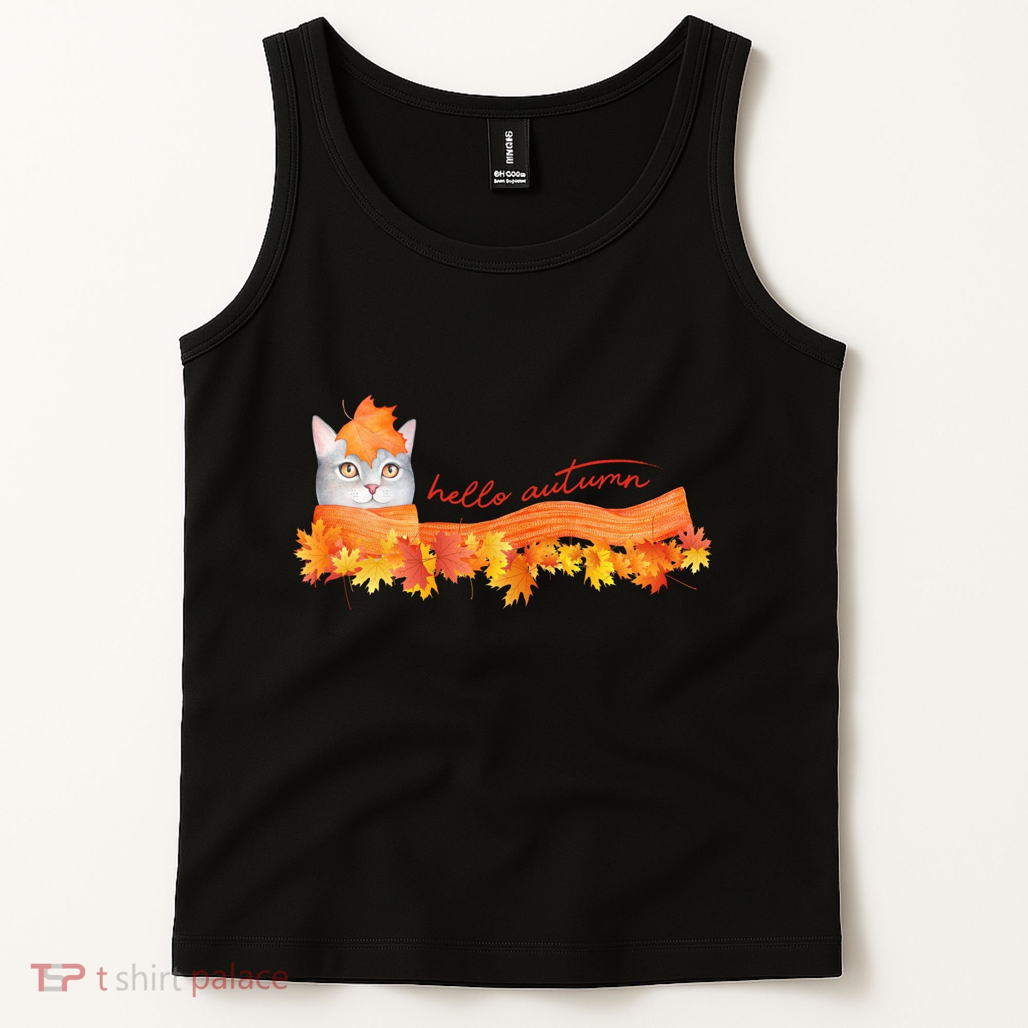Hello Autumn Cute Cat Tank Top