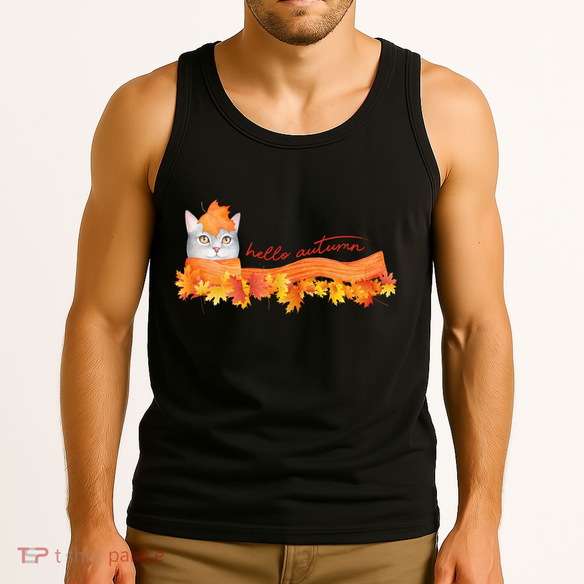 Hello Autumn Cute Cat Tank Top